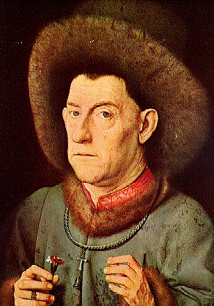 Retrato conocido como Hombre del clavel, obra de Van Eyck.