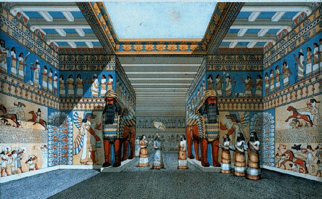 Trono en el palacio de Assurbanipal, en Nimrud. (reconstruccin)