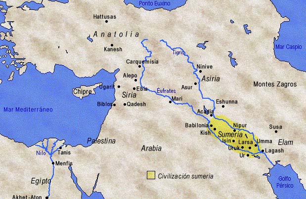 Mapa de la civilizacin sumeria