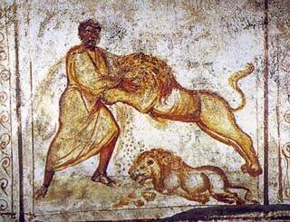 Sansn matando a los leones.