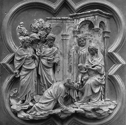 Ghiberti. Puerta del concurso del Baptisterio de Florencia. Los Reyes Magos