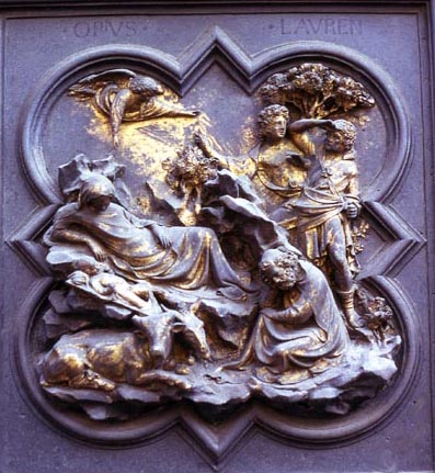 Ghiberti. Puerta del concurso del Baptisterio de Florencia. Adoracin de los pastores