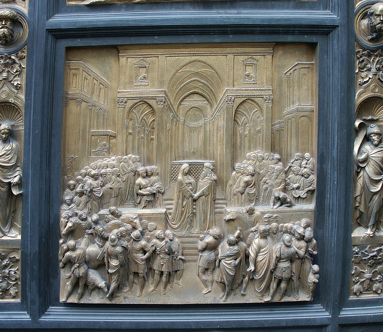 Salomn y la reina de Saba. Puerta del Paraso. Baptisterio de Florencia.