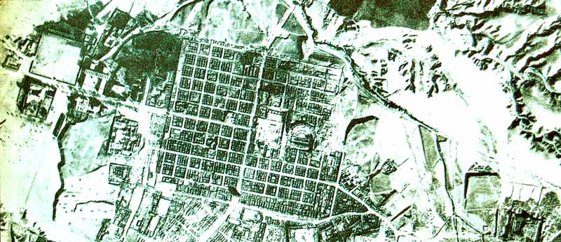Vista area de la ciudad e Timgad (Argelia)
