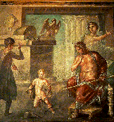 Hrcules estrangula a las serpientes. Casa Vettii, Pompeya