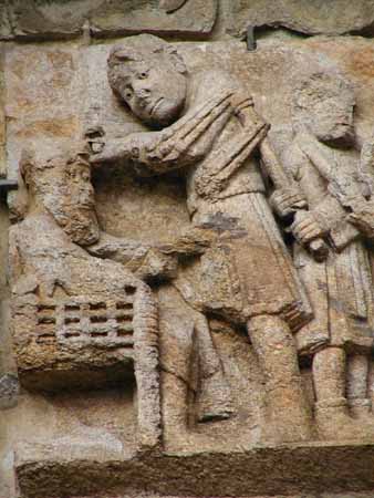 Cristo coronado de espinas. Tmpano derecho. Puertas de las Plateras. Santiago de Compostela