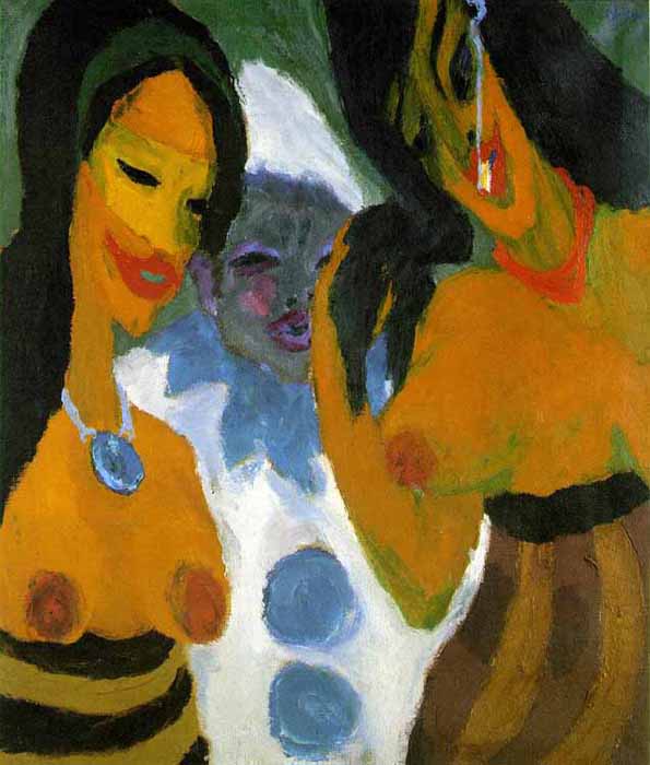 Nolde: Mujeres y un Pierrot