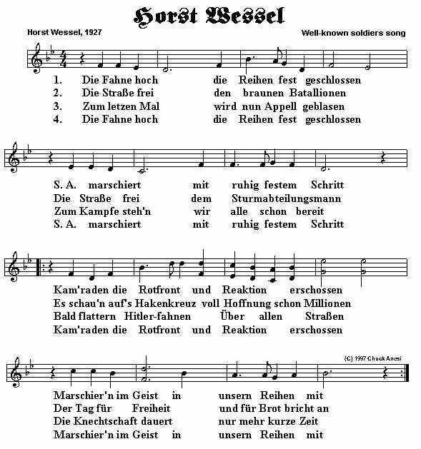 Partitura del himno nazi